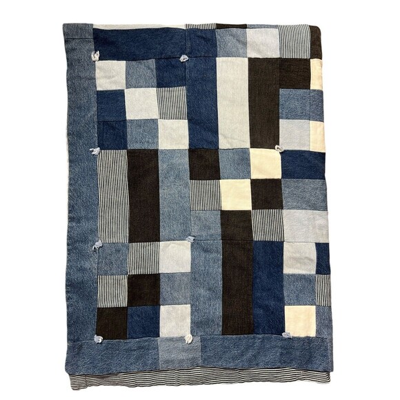 Vtg Levi Blanket Patchwork Jeans Blanket Upcycled Custom ONE OF A KIND - Picture 5 of 16
